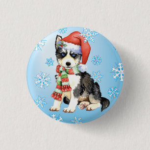 Glücklicher Howlidays Schlittenhund Button