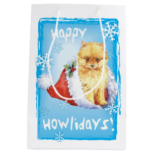 Glücklicher Howlidays Spitz Mittlere Geschenktüte