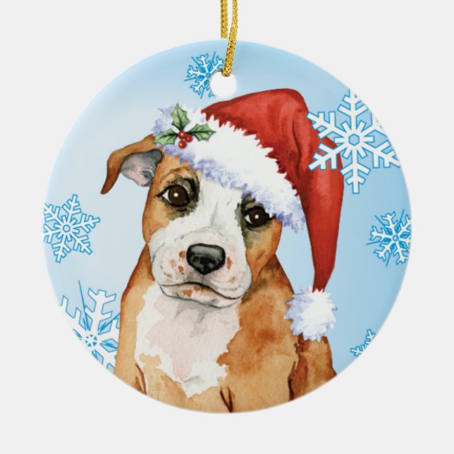 Glücklicher Howlidays Staffordshire Bullterrier Keramik Ornament (Vorne)