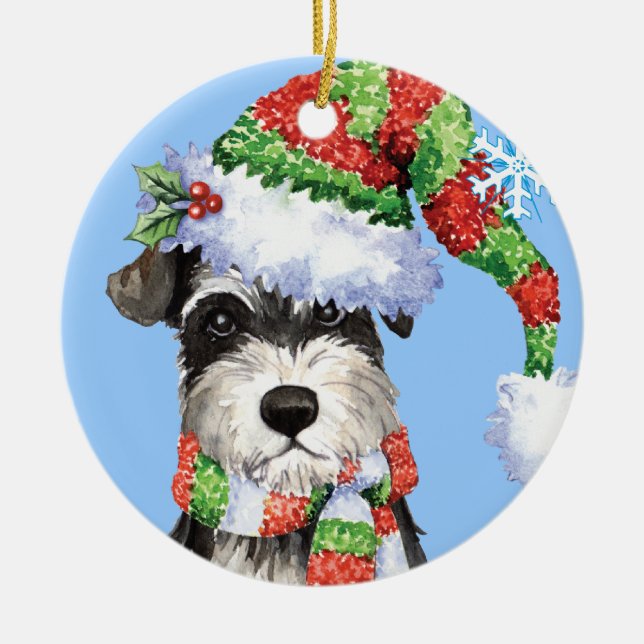 Glücklicher Howlidays Zwergschnauzer Keramik Ornament (Vorne)