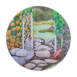 Glücklicher Hühnergarten Schneidebrett