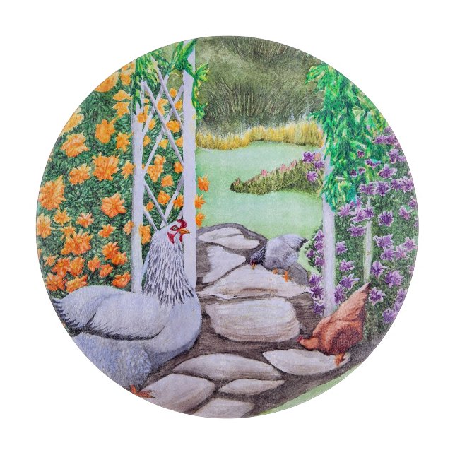 Glücklicher Hühnergarten  Schneidebrett (Vorderseite)
