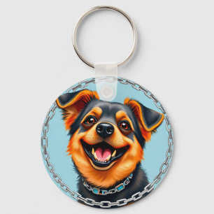 Glücklicher Hund Bunte Digitale Illustration Schlüsselanhänger