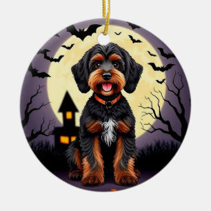 Glücklicher Hund im Halloween-Stil Keramik Ornament