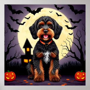 Glücklicher Hund im Halloween-Stil Poster