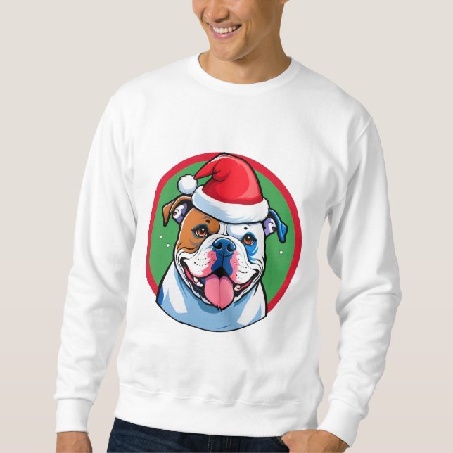 Glücklicher Hund in festlichem Weihnachtskranz Sweatshirt (Vorderseite)