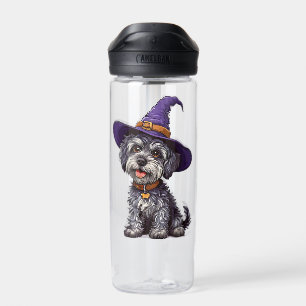 Glücklicher Hund mit einem Hexenhut Trinkflasche