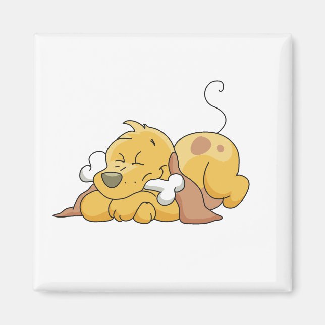 Glücklicher Hund mit Knochen-T-Shirts und Magnet (Vorne)