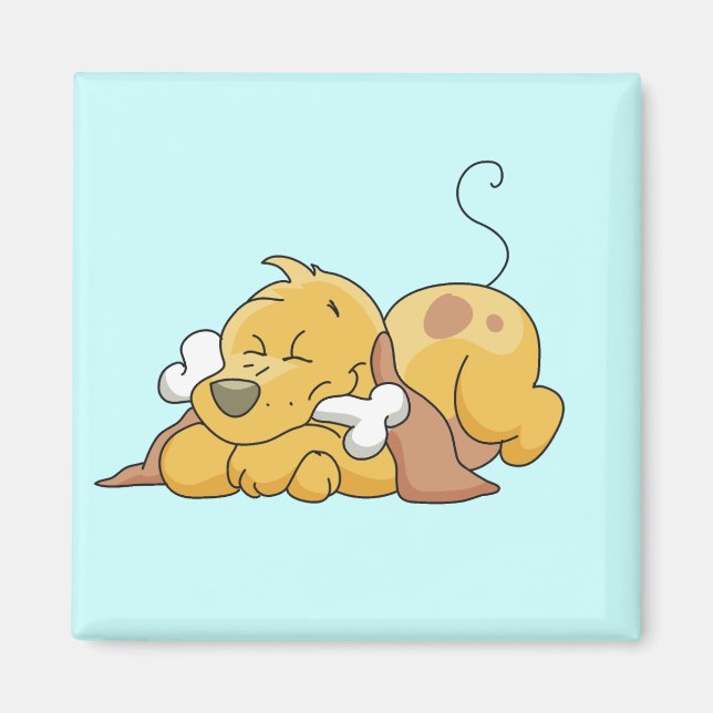 Glücklicher Hund mit Knochen-T-Shirts und Magnet (Vorne)