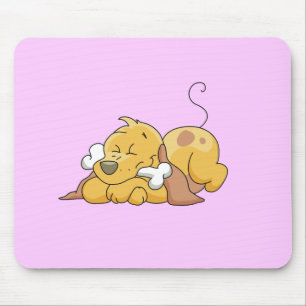 Glücklicher Hund mit Knochen-T-Shirts und Mousepad