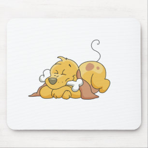 Glücklicher Hund mit Knochen-T-Shirts und Mousepad