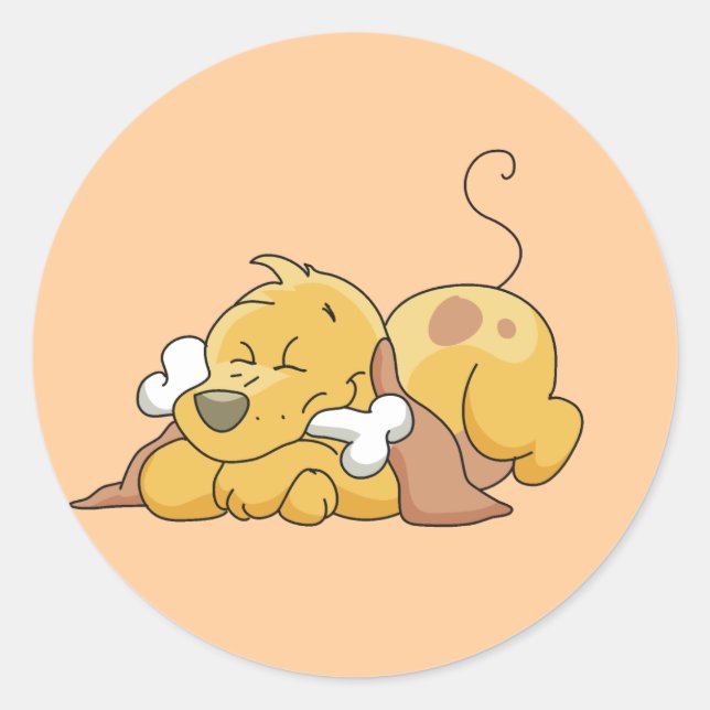 Glücklicher Hund mit Knochen-T-Shirts und Runder Aufkleber (Vorderseite)