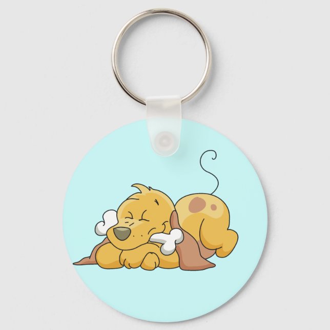 Glücklicher Hund mit Knochen-T-Shirts und Schlüsselanhänger (Vorderseite)