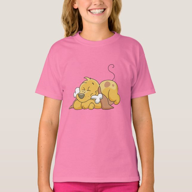 Glücklicher Hund mit Knochen-T-Shirts und T-Shirt (Vorderseite)