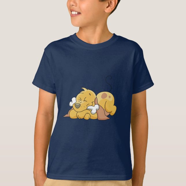 Glücklicher Hund mit Knochen-T-Shirts und T-Shirt (Vorderseite)