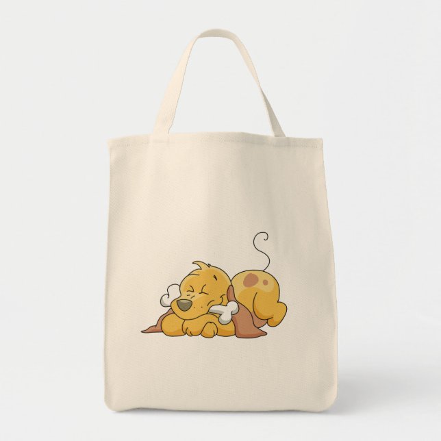 Glücklicher Hund mit Knochen-T-Shirts und Tragetasche (Vorne)