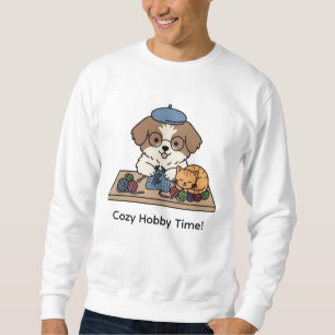 Glücklicher Hund Strickende Gemütliche Hobbizeit G Sweatshirt