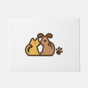 Glücklicher Hund und Katze Fußmatte