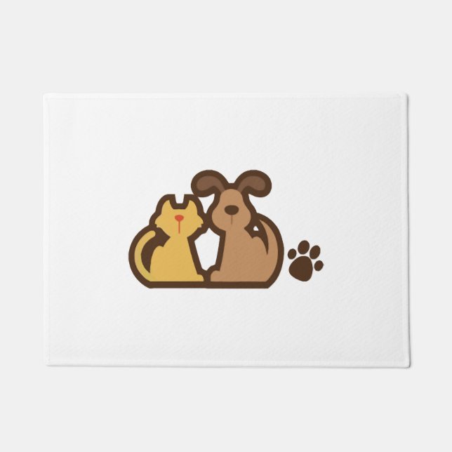Glücklicher Hund und Katze Fußmatte (Vorderseite)