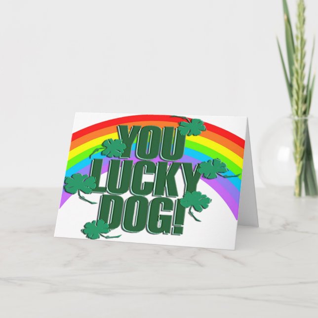 Glücklicher Hund und Regenbogen St. Patrick's Day Karte (Vorderseite)