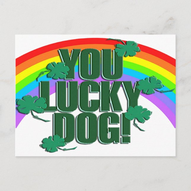 Glücklicher Hund und Regenbogen St. Patrick's Day Postkarte (Vorderseite)