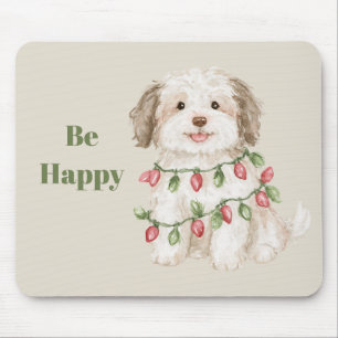 Glücklicher Hund Weihnachtslichter Mousepad