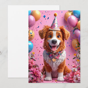 Glücklicher Hund zum Geburtstag Einladung