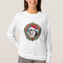 Glücklicher Husky-Hund in festlichem Weihnachtskra
