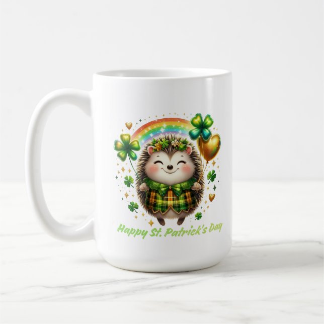 Glücklicher Igel Regenbogen Freude Kaffeetasse (Links)