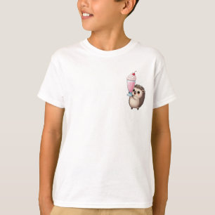 Glücklicher Igel Rosa Milchshake Kinder T-Shirt