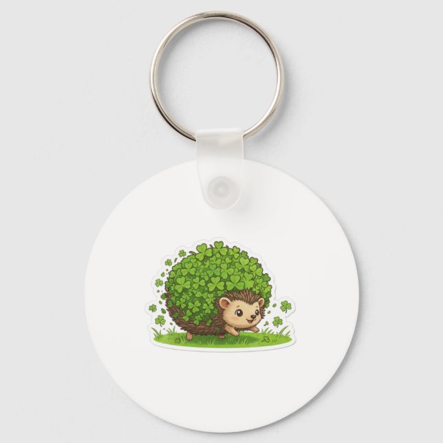 Glücklicher Igel St. Patricks Tag Schlüsselanhänger (Vorderseite)