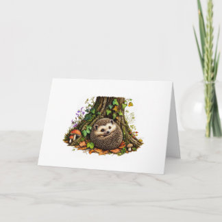 Glücklicher Igel unter einem Baum Karte