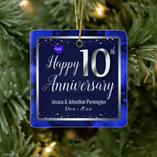 Glücklicher Individuelle Name zum 10. Hochzeitstag Keramikornament