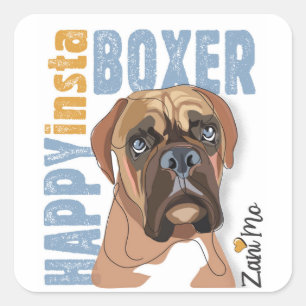 Glücklicher Insta-Boxer - Zani Mo Dog Quadratischer Aufkleber