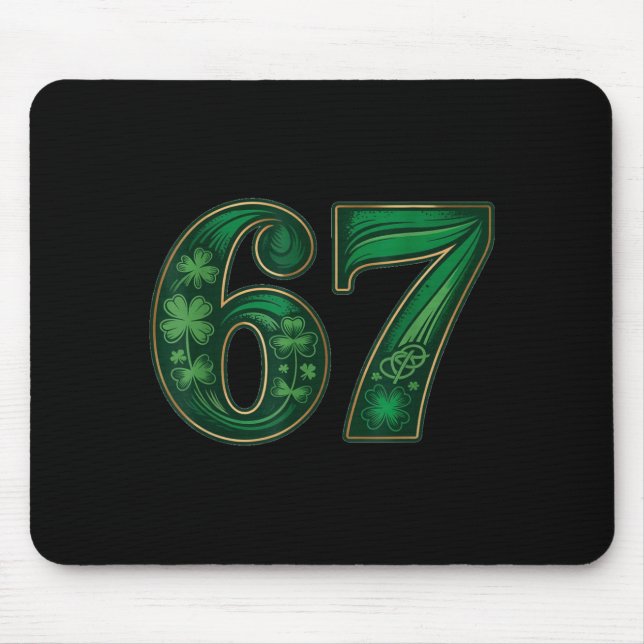 Glücklicher irischer lustiger 67 sechs sieben Meme Mousepad (Vorne)