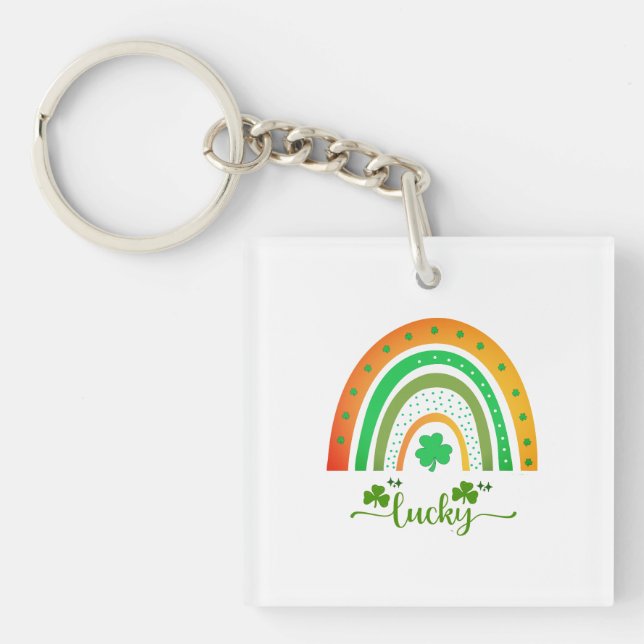 Glücklicher Irischer Regenbogen Schlüsselanhänger (Vorderseite)