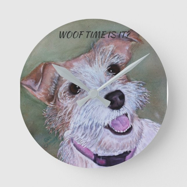 GLÜCKLICHER JACK RUSSELL RUNDE WANDUHR (Vorderseite)