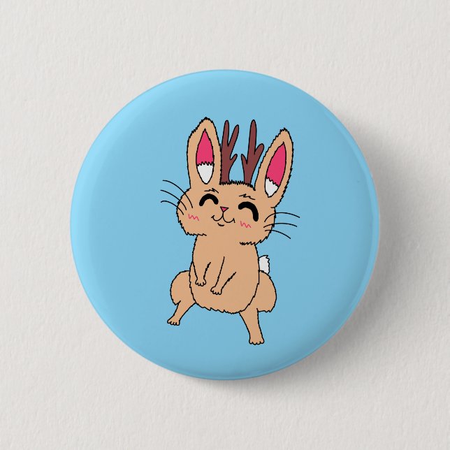 Glücklicher Jackalope  Button (Vorderseite)