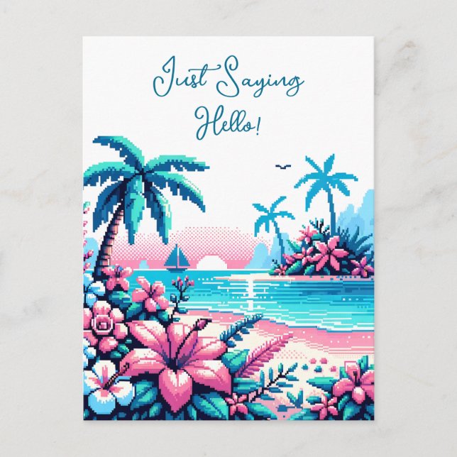 glücklicher Jahrestag | Pixel Art Ocean Postkarte (Vorderseite)