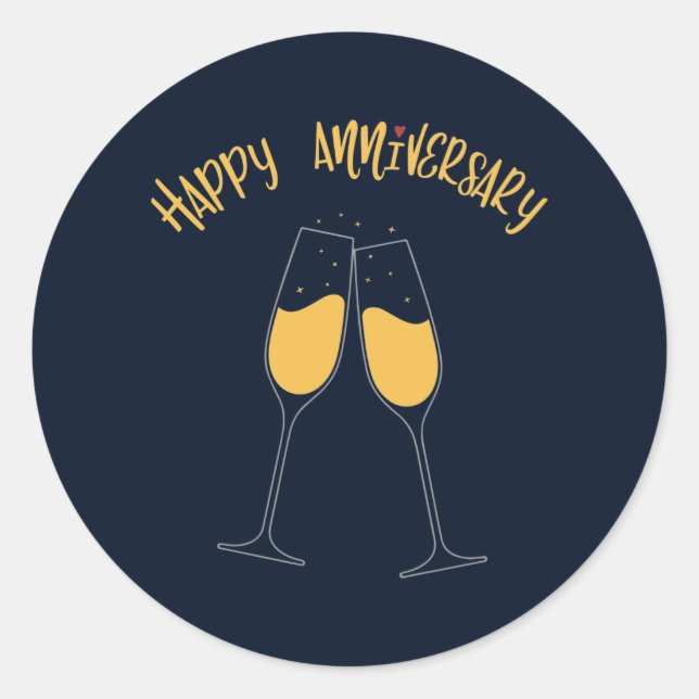 glücklicher Jahrestag Runder Aufkleber (Vorderseite)