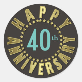 Glücklicher Jahresumlauf der Sterne Gold-ID173 Runder Aufkleber