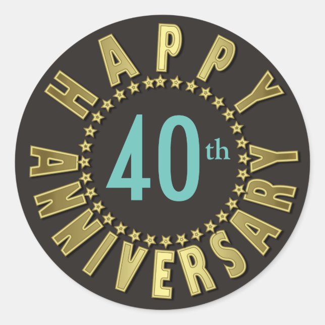 Glücklicher Jahresumlauf der Sterne Gold-ID173 Runder Aufkleber (Vorderseite)