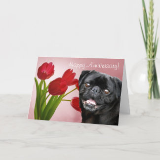 Glücklicher Jubiläum-Mops-Grußkarte Karte