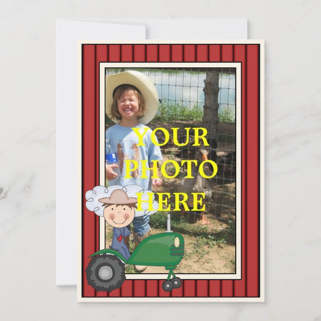 Glücklicher Junge u. Traktor - das Party-oder das Einladung (Vorderseite)