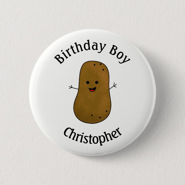 Glücklicher Kartoffel-Geburtstag Personalisiert Button (Vorderseite)