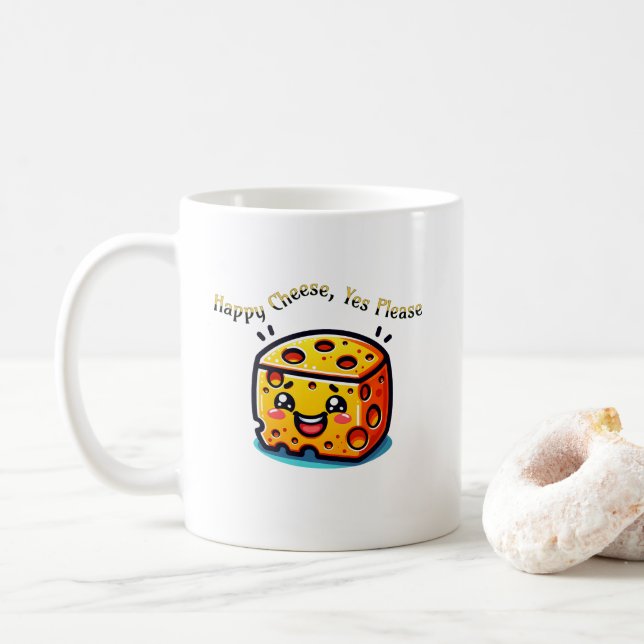Glücklicher Käse, ja, bitte Kaffeetasse (Mit Donut)