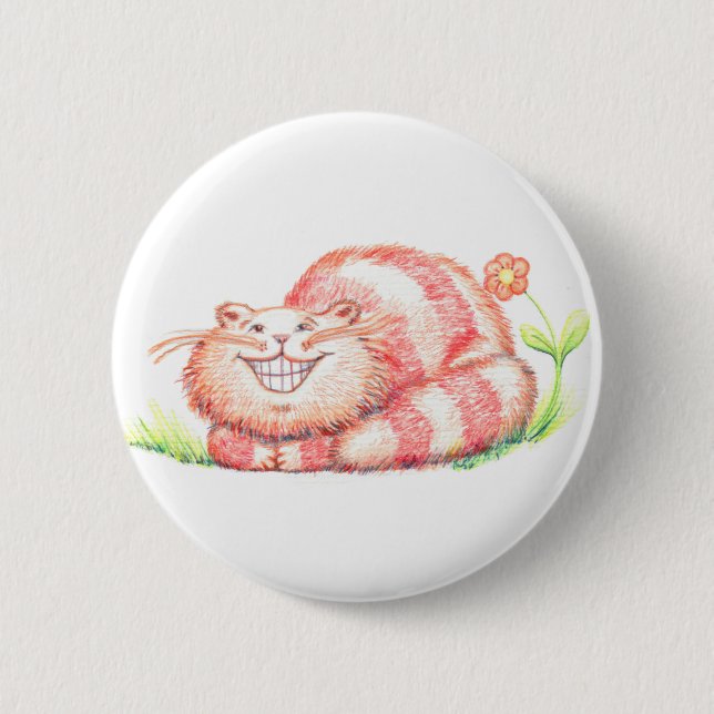 Glücklicher Katzenknopf Button (Vorderseite)