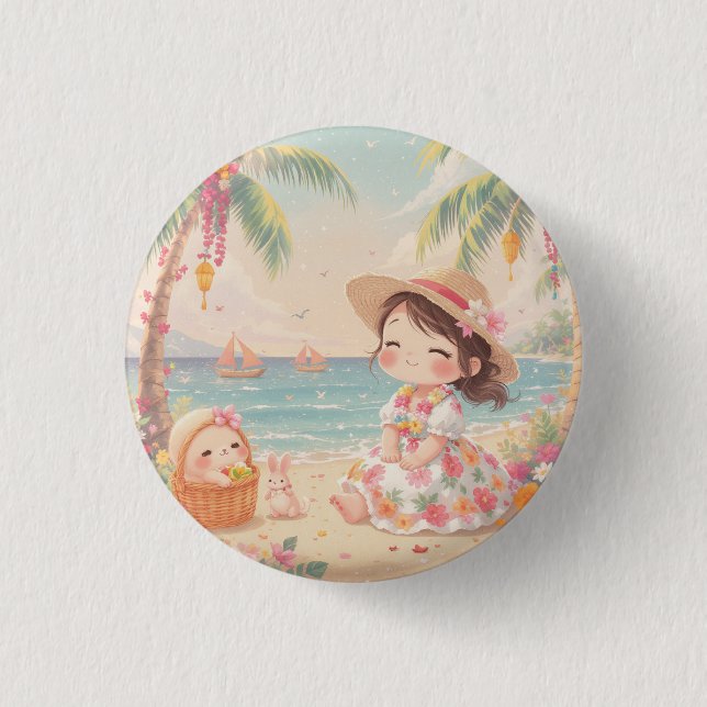 GLÜCKLICHER KAWAII HAWAI-BUTTON BUTTON (Vorderseite)