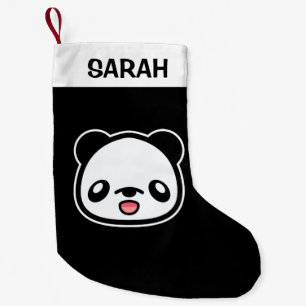 Glücklicher Kawaii Panda mit individuellem Namen Kleiner Weihnachtsstrumpf
