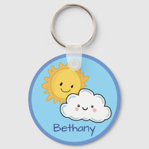 Glücklicher Kawaii-Sonne-und-Wolke-Schlüsselanhäng Schlüsselanhänger